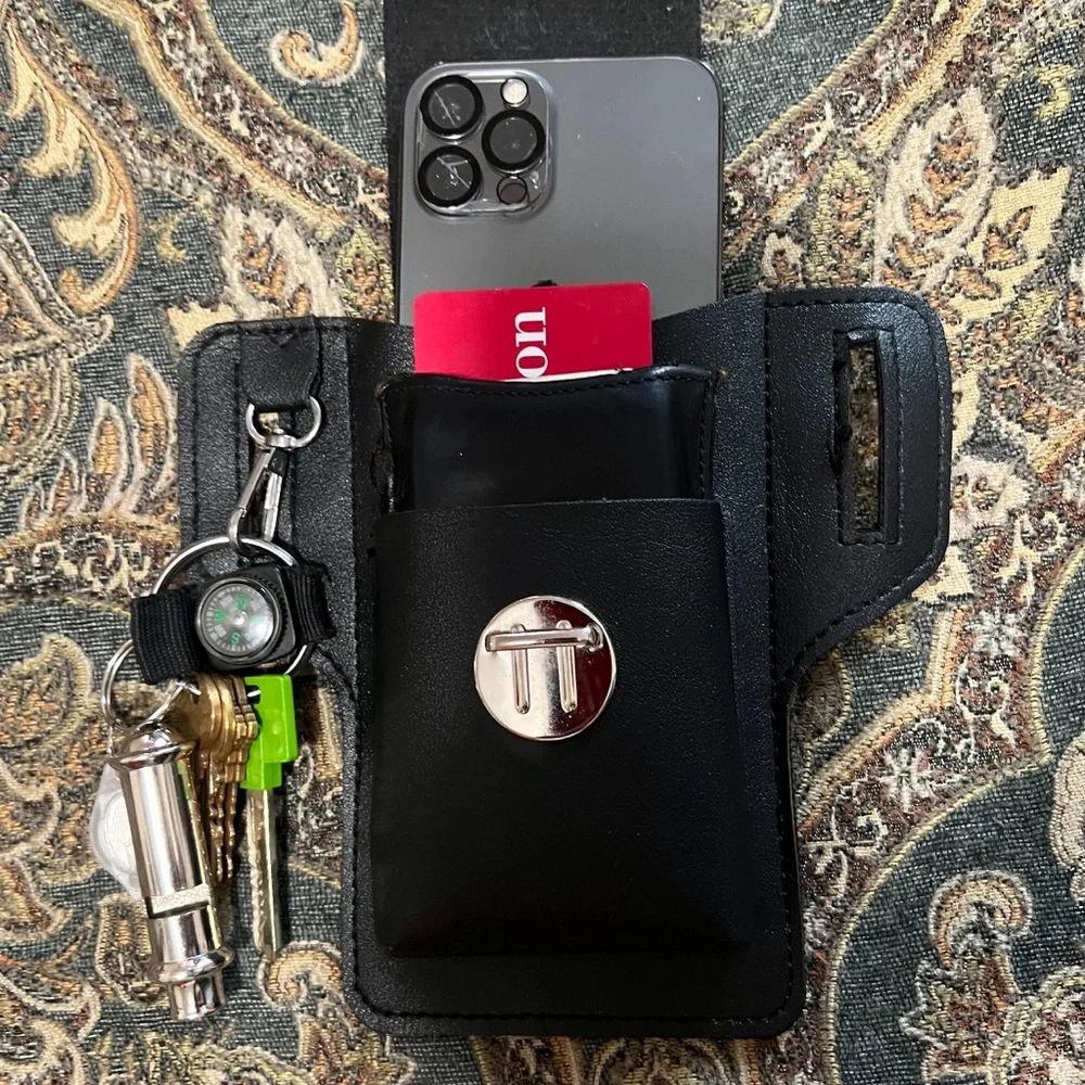 New PU Leather Belt Phone Pouch Fits Phones 6.69 Inches Or Smaller